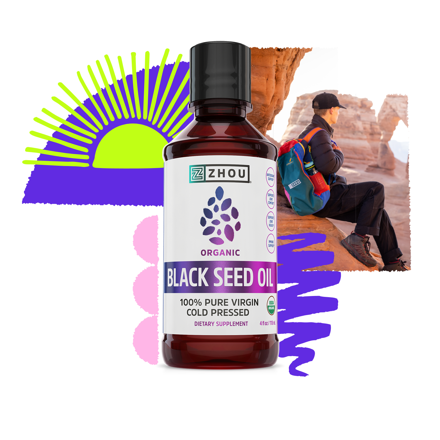 Organic Black Seed Oil - Super Antioxidant Support  Zhou Nutrition
