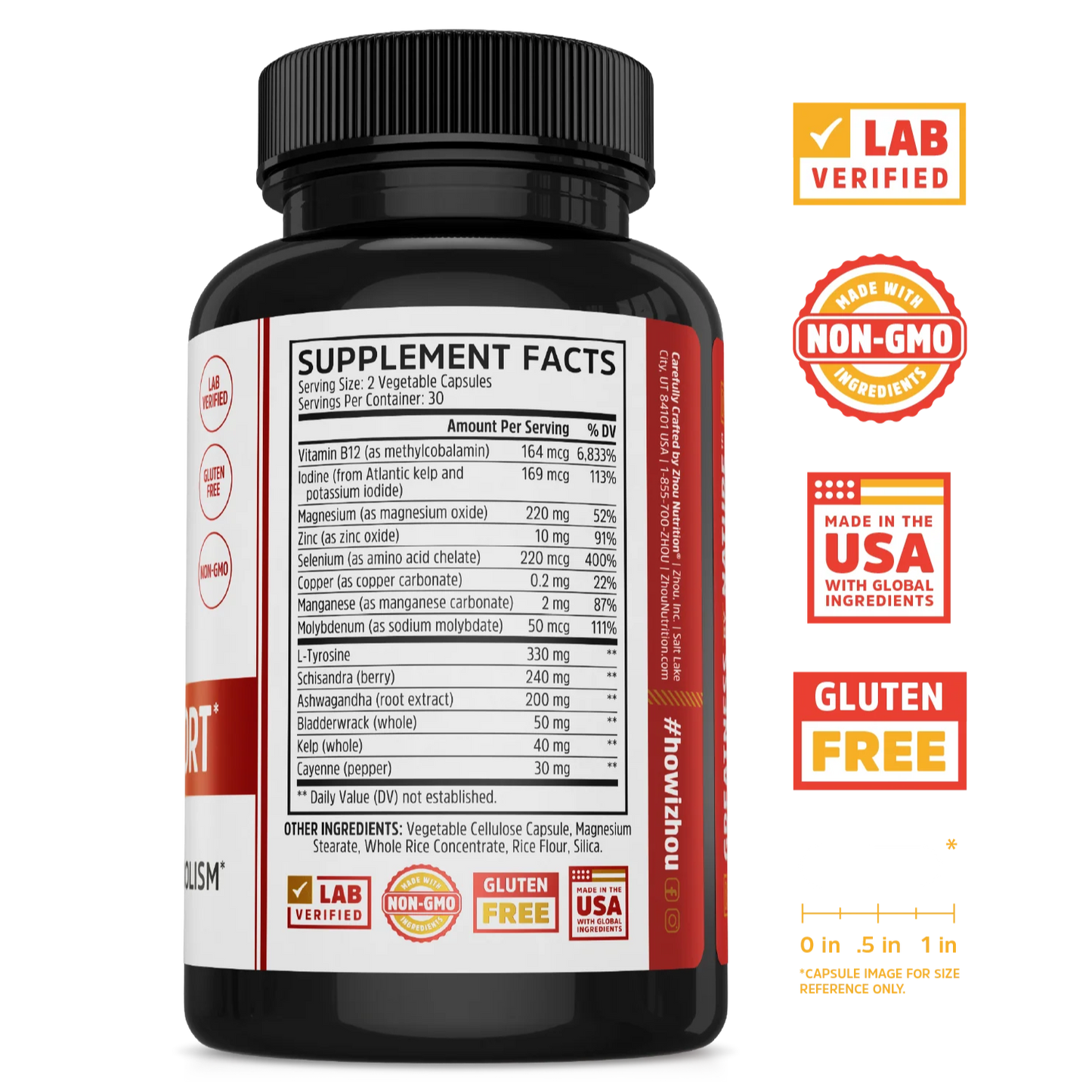 Zhou Nutrition Women's Daily Balance Bundle: black supplement bottle, lab verified, gluten free—perfect for daily support.
