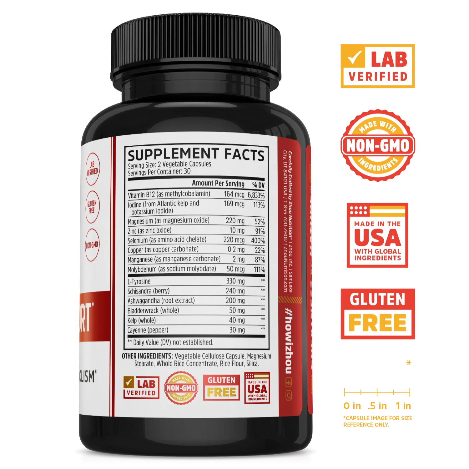 Zhou Nutrition Women's Daily Balance Bundle: black supplement bottle, lab verified, gluten free—perfect for daily support.