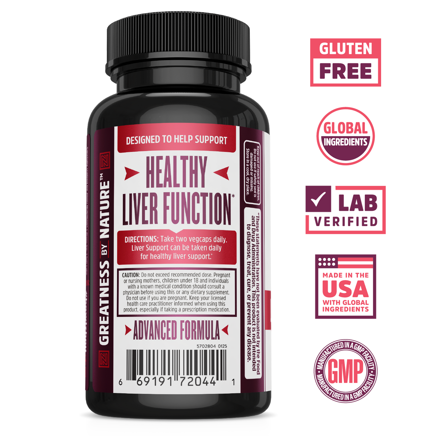 A Zhou Nutrition Liver Support bottle with liver support badges and milk thistle certification beside it.