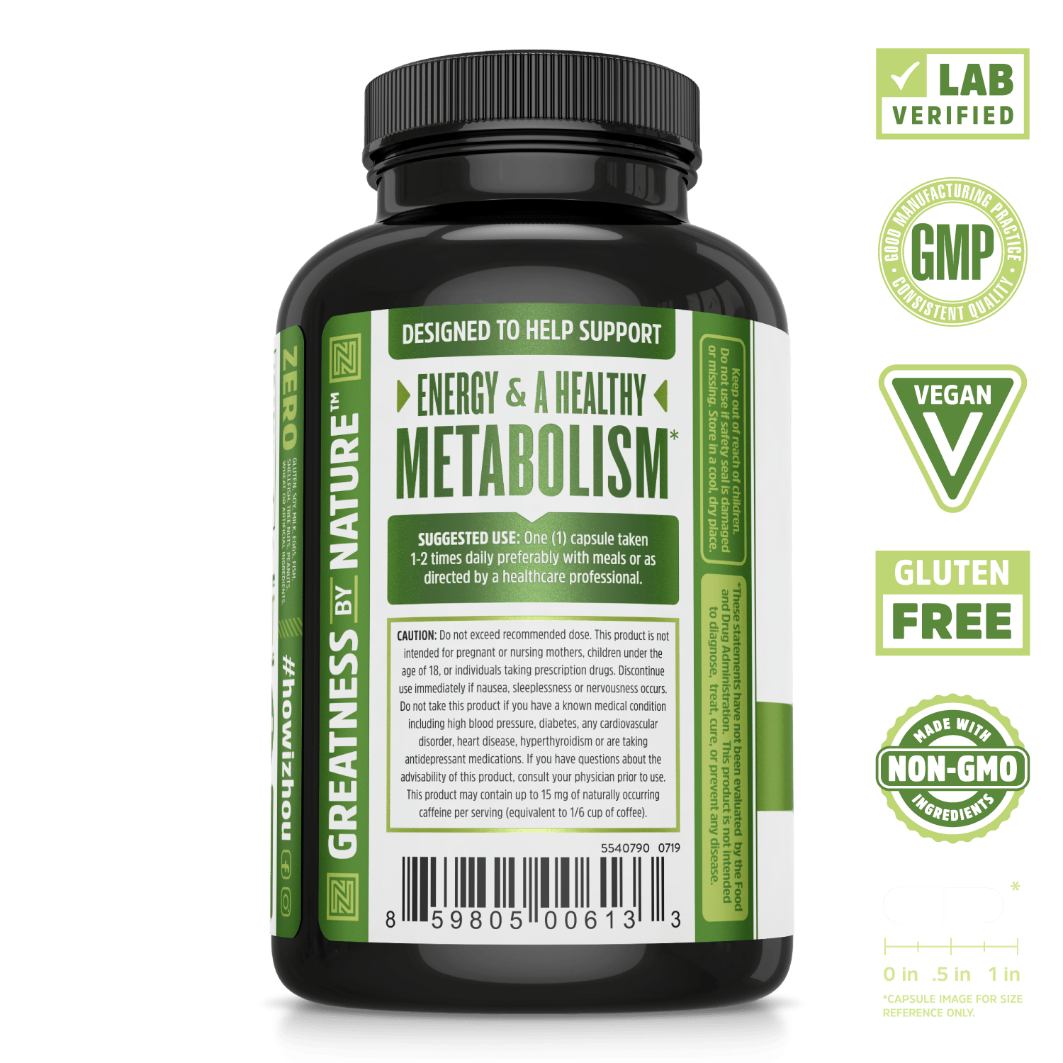 Green Tea Supplement for Gentle Caffeine. Lab verified, good manufacturing practices, vegan, gluten free, made with non-GMO ingredients