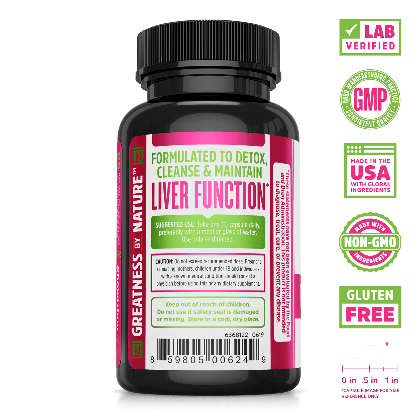 Liver function supplement Milk Thistle from Zhou Nutrition. Lab verified, good manufacturing practices, made in the USA with global ingredients, made with non-GMO ingredients, gluten free