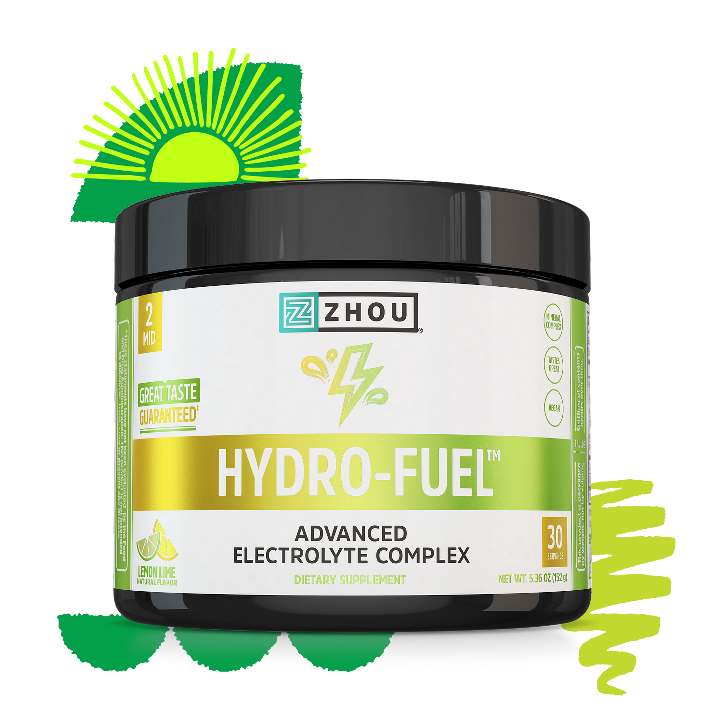 Zhou Nutrition Hydro-Fuel, Lemon Lime, 30 servings, is your go-to hydration supplement.