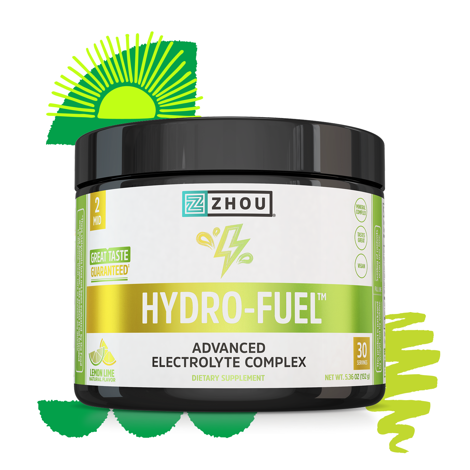 Zhou Nutrition Hydro-Fuel, Lemon Lime, 30 servings, is your go-to hydration supplement.