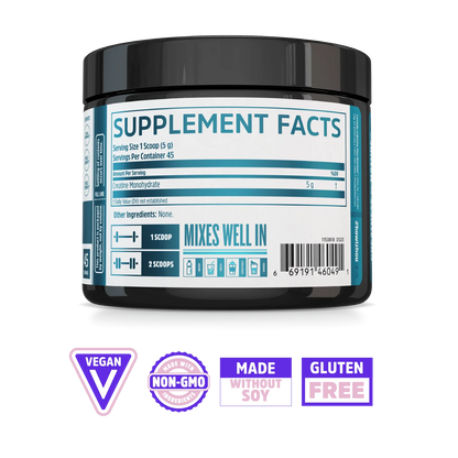 Zhou Nutrition Creatine Stick Pack + Tub Bundle, labeled Vegan, Non-GMO, Soy-Free & Gluten-Free.