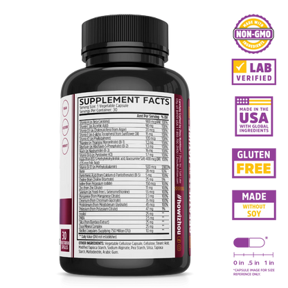 Zhou Nutrition Daily Boost: Vegan capsules for daily nutrition, lab verified with vitamins & minerals, non-GMO, gluten-free.