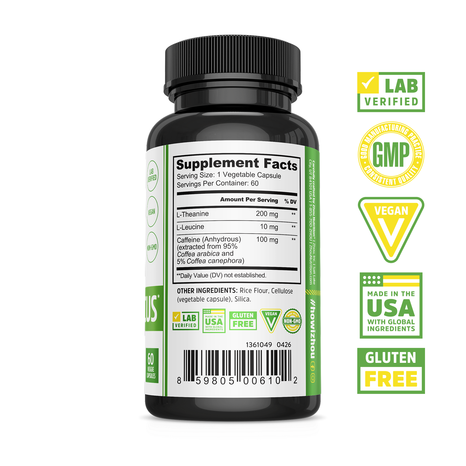 zhou nutrition l-carnitine Zhou Nutrition Caffeine Energy + Focus 60 Capsules