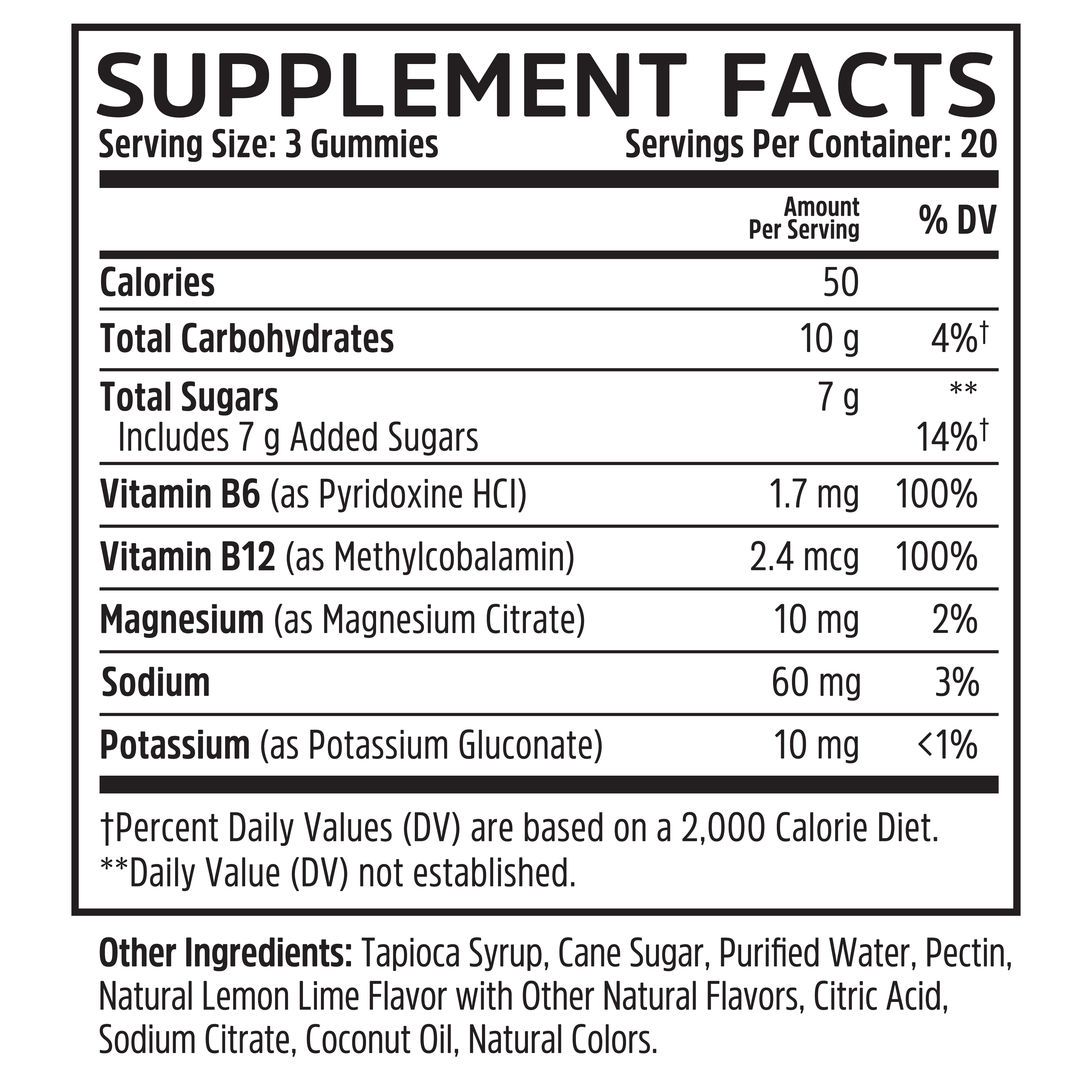 Hydro-Fuel Gummies by Zhou Nutrition: supplement facts label with ingredients, nutrients, serving size & daily values.