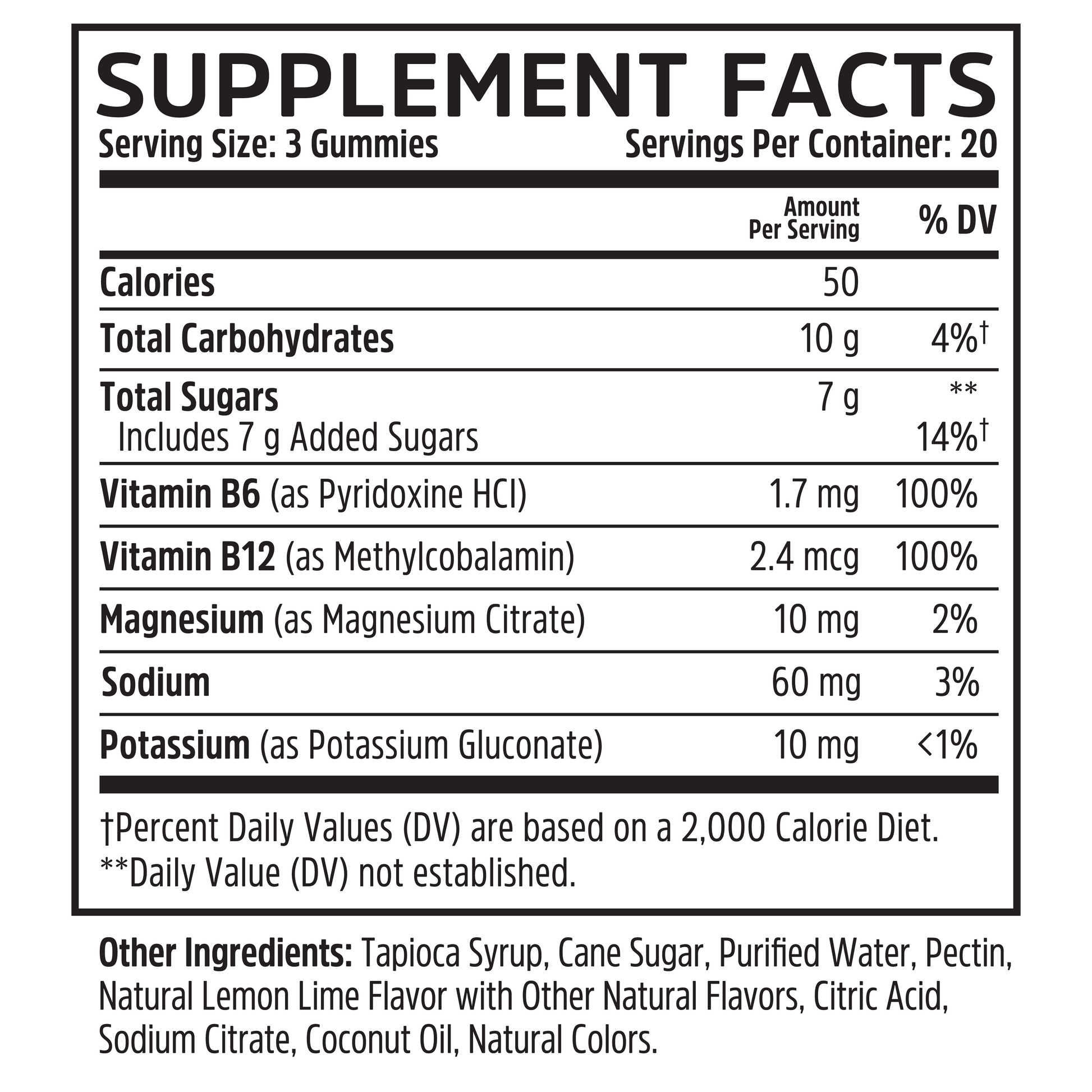 Hydro-Fuel Gummies by Zhou Nutrition: supplement facts label with ingredients, nutrients, serving size & daily values.