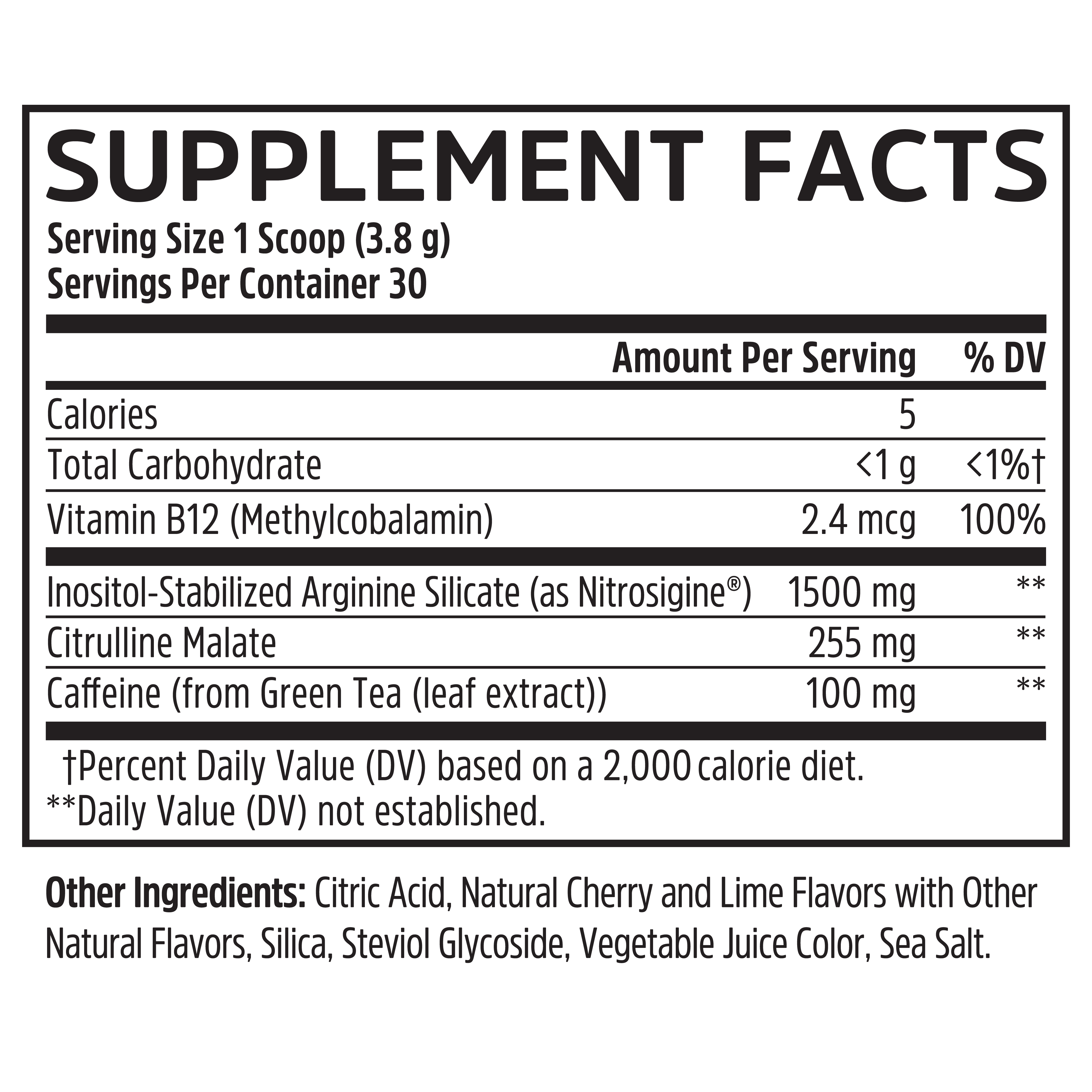 Lite Up XTRA by Zhou Nutrition: pre-workout with clean caffeine, Vitamin B12, Citrulline Malate; info per scoop.