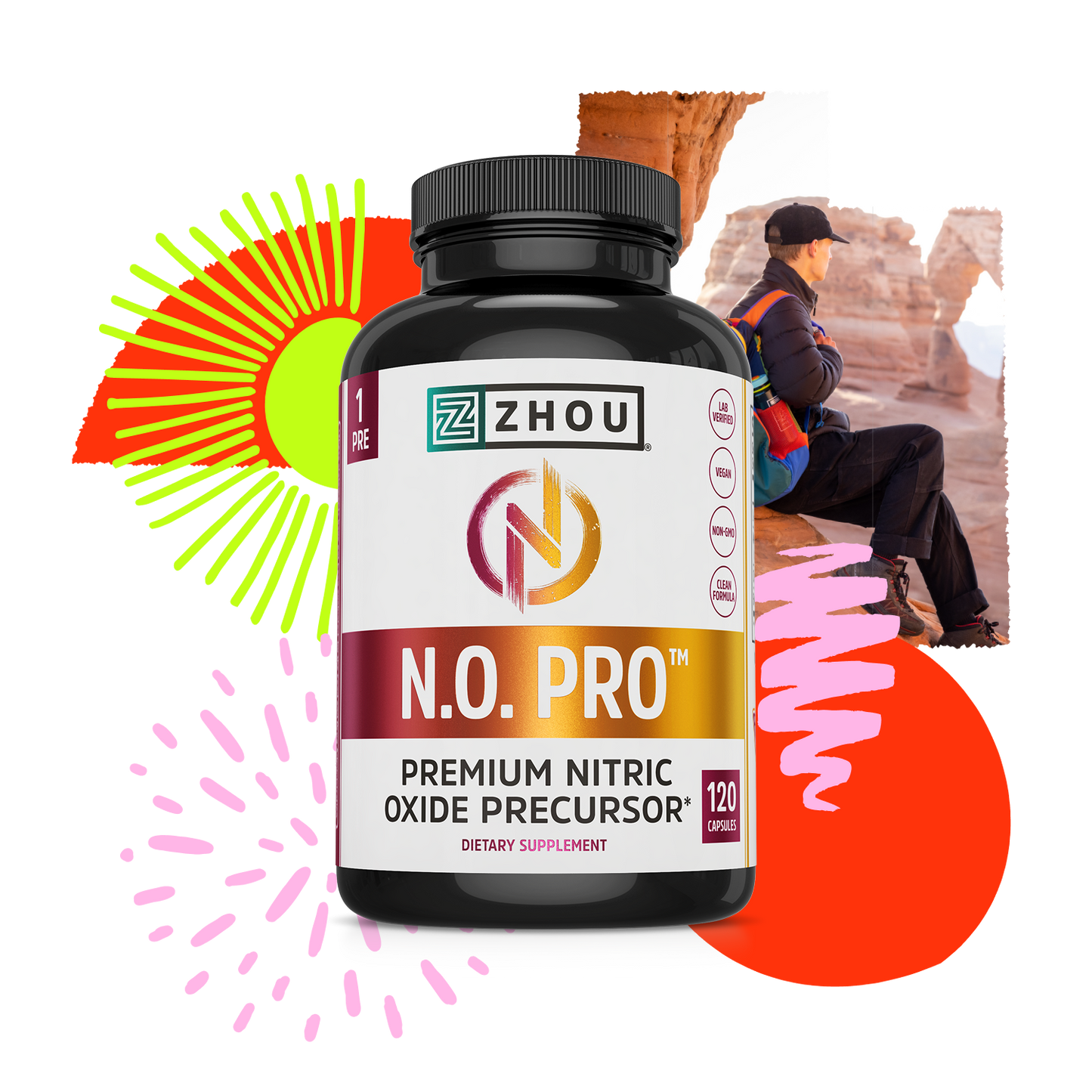 zhou nutrition l-carnitine N.O. Pro With Beet Root 120 Capsules