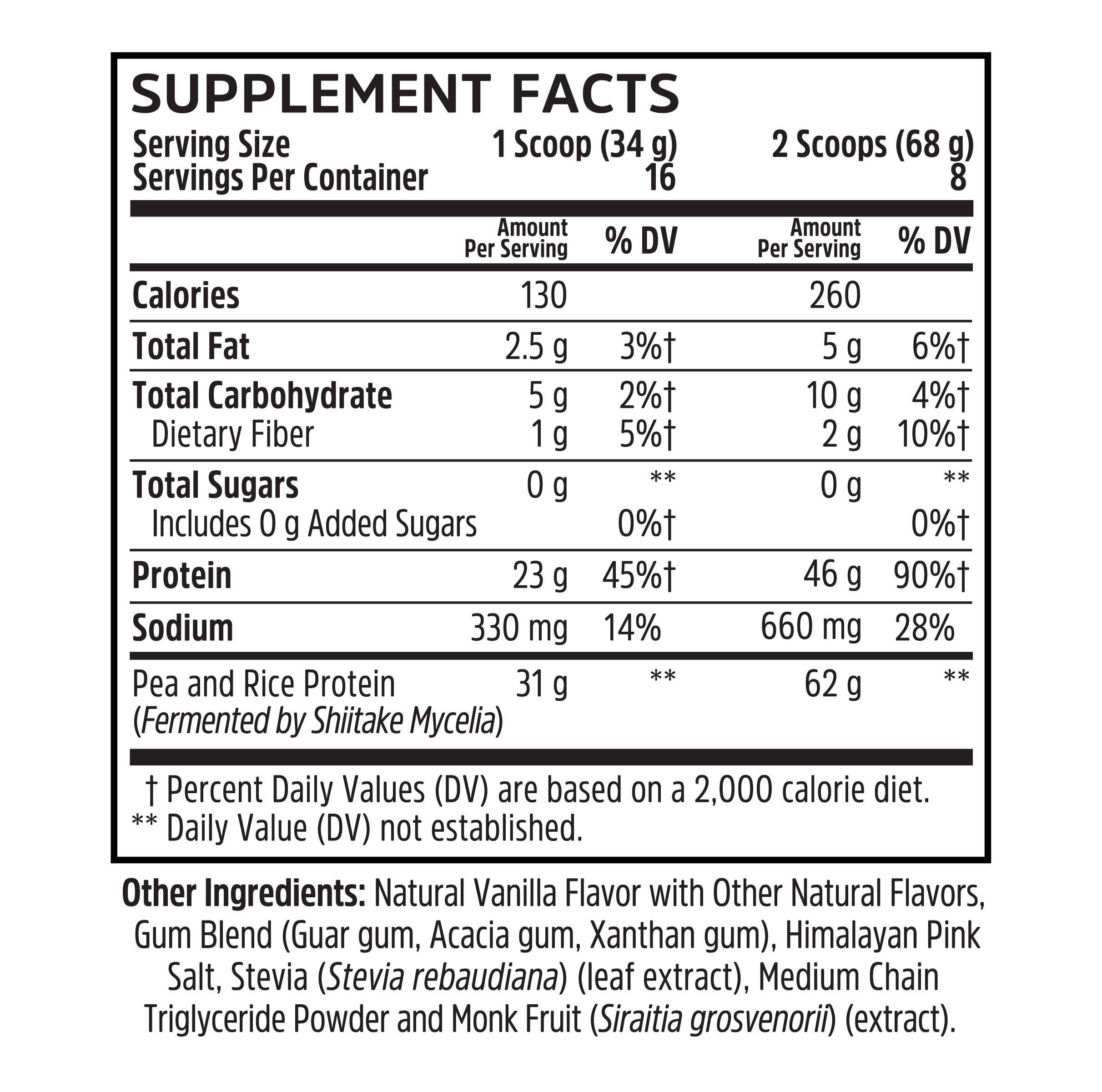 Plant Complete supplement facts label shows 1 or 2 scoop nutrition; ingredients listed below. Zhou Nutrition.