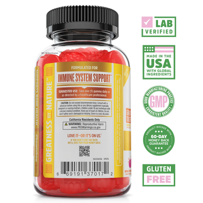 A bottle of Zhou Nutrition D3 + K2 Gummies for immune support, with vitamin D, Lab Verified, and Gluten Free badges.